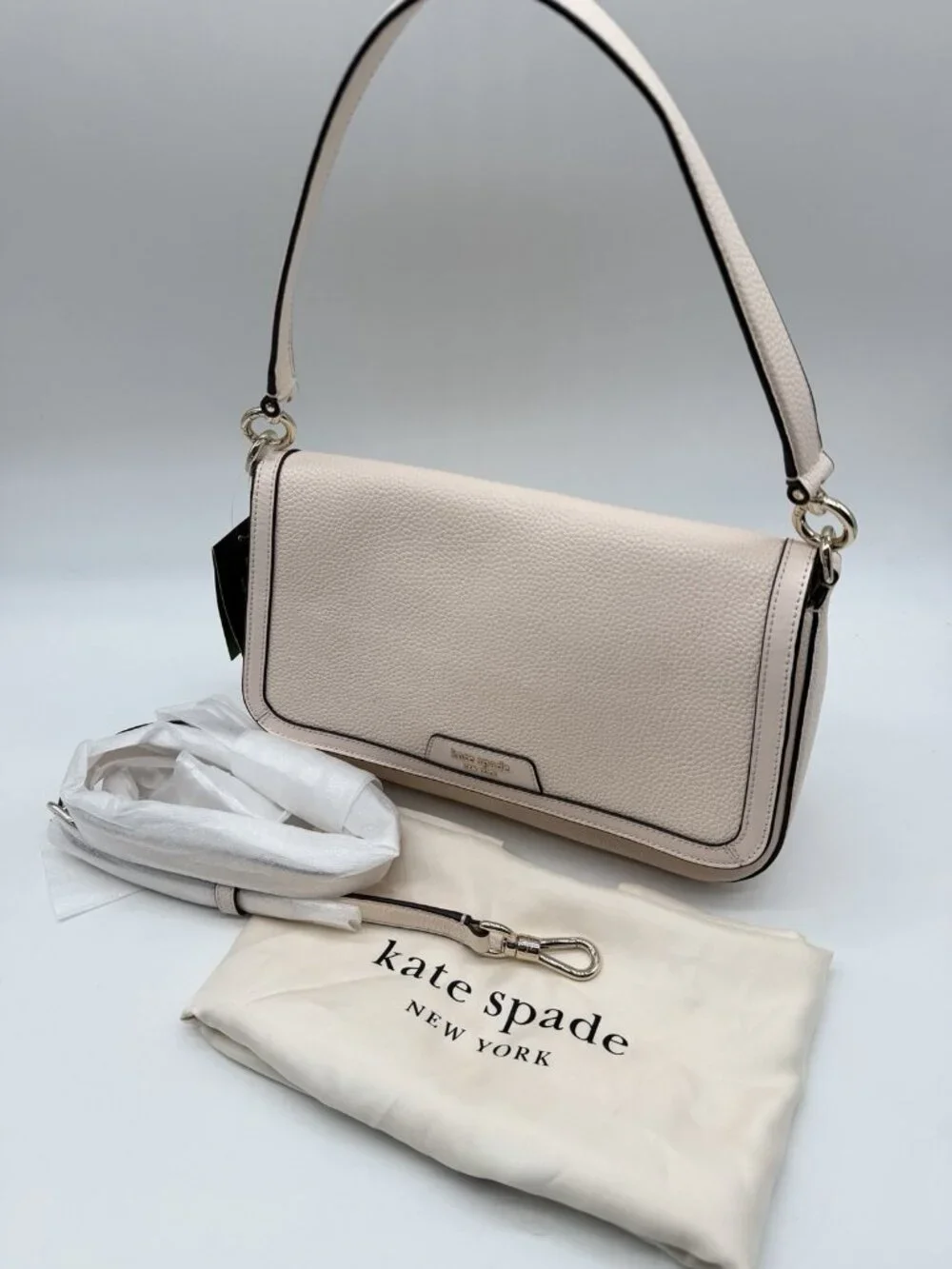 KATE SPADE NY Hudson pebbled leather women's shoulder crossbody + Dust bag Peach